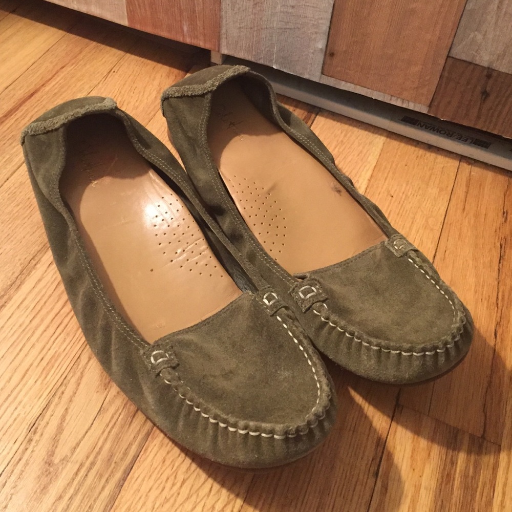 Cole Haan Olive Green Suede Loafers Size 11